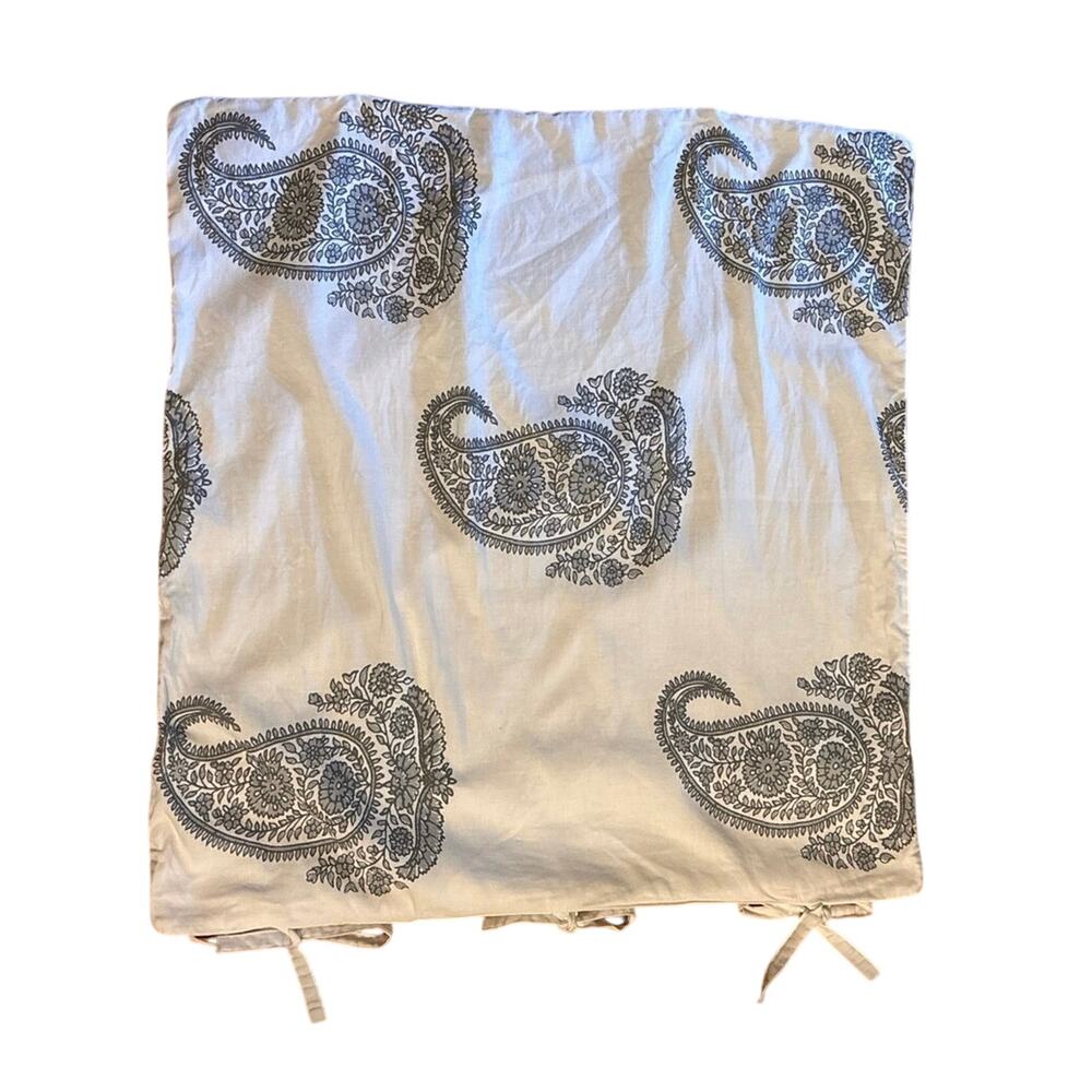 Pottery Barn Rayna Paisley Euro Sham White Grey Linen Cotton
